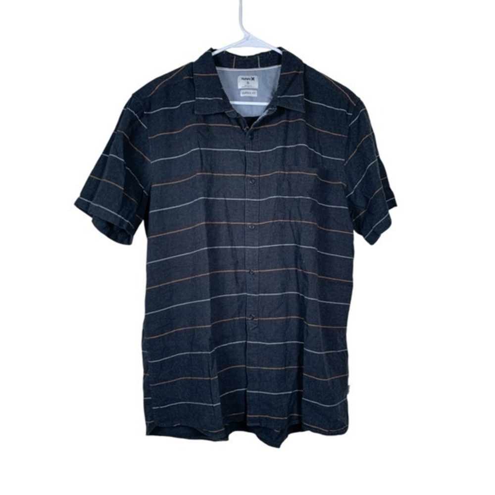 Hurley Gray Stripe Button Down Shirt Classic Fit Size XL EUC #VEG-0258